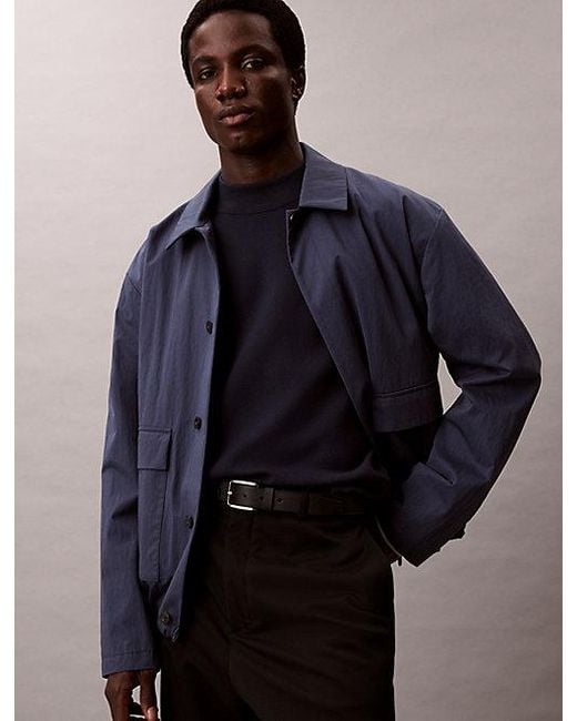 Calvin Klein Black Tech Knit Boxy Mock Neck Jumper for men