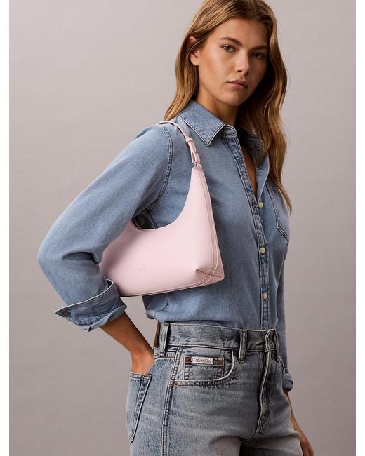 Calvin Klein Pink Convertible Foil Logo Shoulder Bag