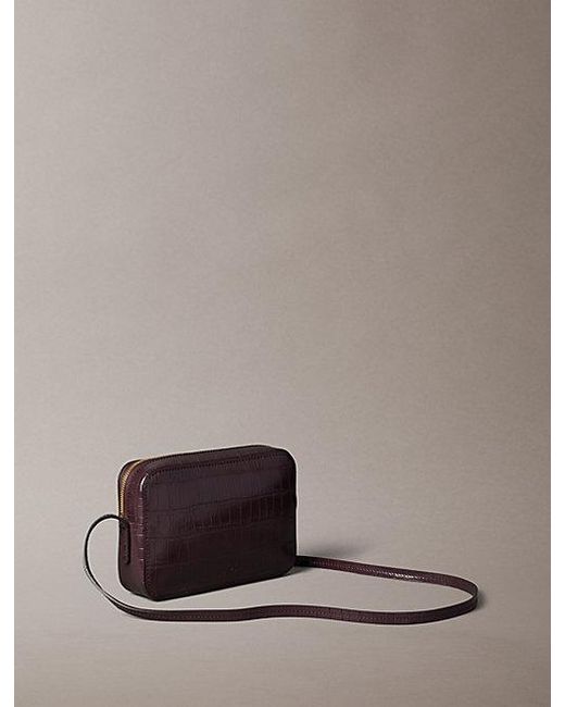Calvin Klein Brown Crossbody Camera Bag Mit Kroko-Effekt