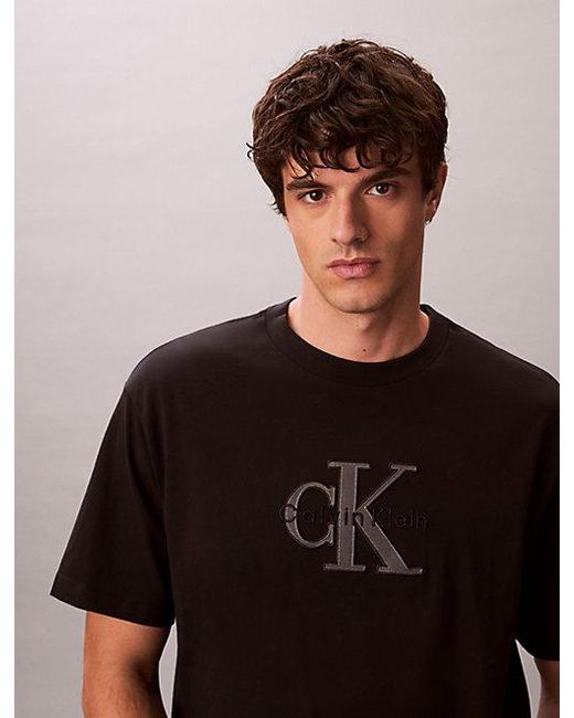 Calvin Klein Black Jeans Relaxed Logo Appliqué T-Shirt for men