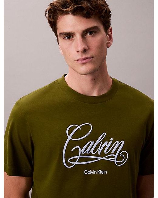 Calvin Klein Green Jeans Logo Graphic Relaxed T-Shirt for men
