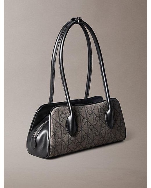 Calvin Klein Gray Emblem Jacquard Shoulder Bag