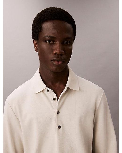 Calvin Klein Natural Jacquard Relaxed Polo Jumper for men