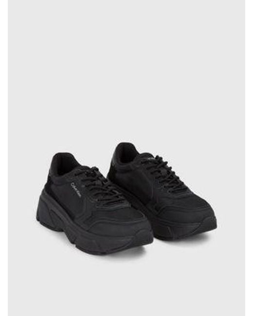 Calvin Klein Leren Chunky Sneakers in het Black voor heren