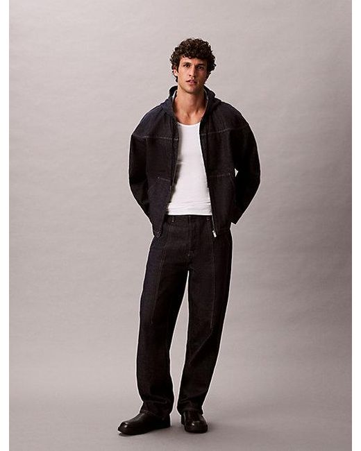 Calvin Klein Black Jeans Denim Zip Relaxed Hoodie for men