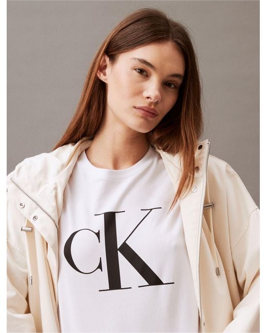 Calvin Klein Gray Monogram Logo Crewneck T-shirt