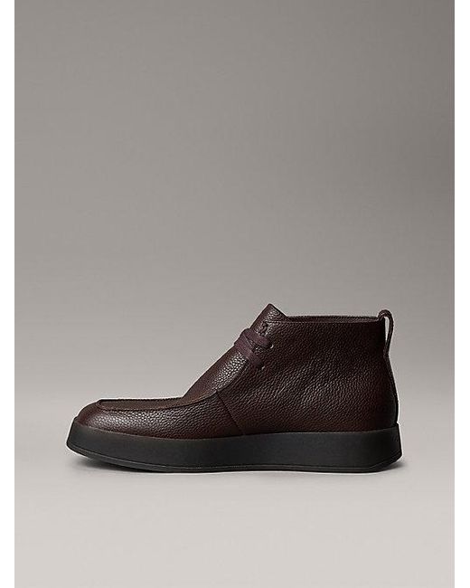 Calvin Klein Brown Leather Hybrid Cupsole Chukka Boots for men