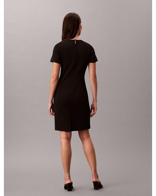 Calvin Klein Brown Stretch Crepe Short Sleeve Dress