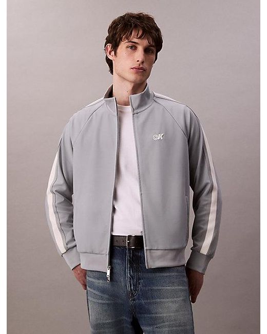 Calvin Klein Stretch Keperstof Track Jacket in het Gray voor heren