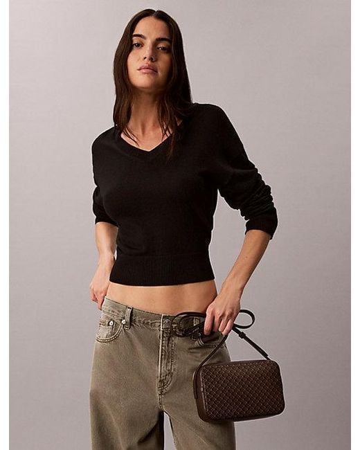 Calvin Klein Brown Allover Emblem Logo Camera Bag