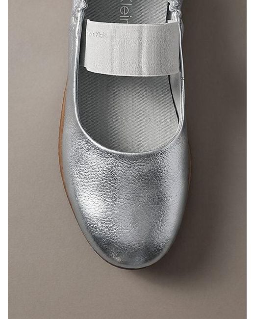 Calvin Klein Gray Metallic Leather Hybrid Ballet Trainers