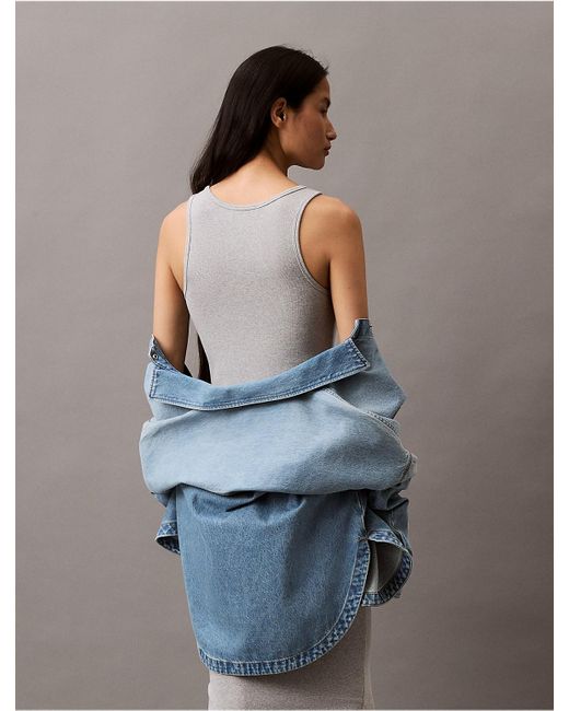 Calvin Klein Gray Calvin Klein Rib Slip Dress