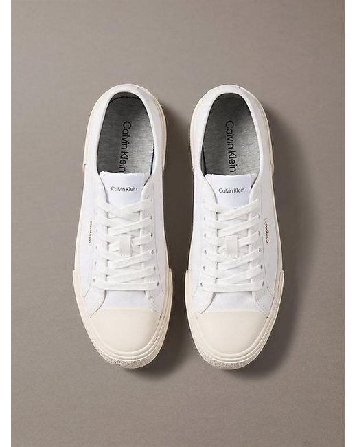 Calvin Klein White Ck Luna Canvas Emblem Logo Trainers