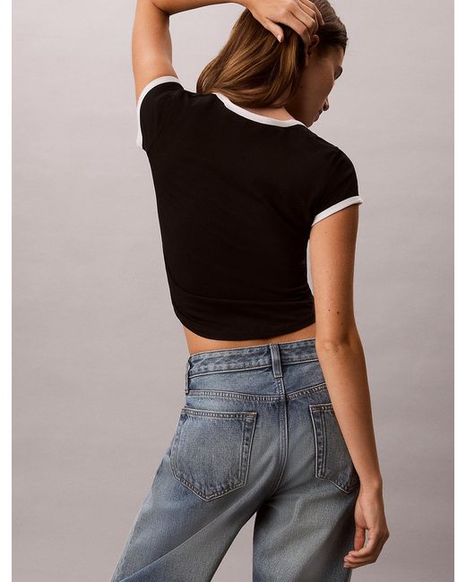 Calvin Klein Black Slim Cotton Stretch Ringer T-Shirt