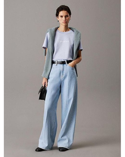 Calvin Klein High Rise Wide Leg Jeans in het Blue
