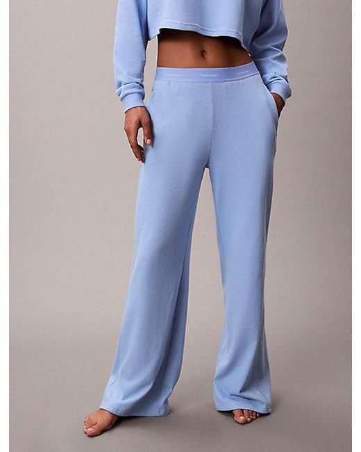 Calvin Klein Blue Pyjama Pants Logo Cotton Jersey