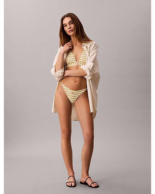 Calvin Klein Natural Tie Side Bikini Bottoms Ck Monogram