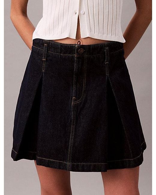 Calvin Klein Geplooide Denim Rok in het Multicolor