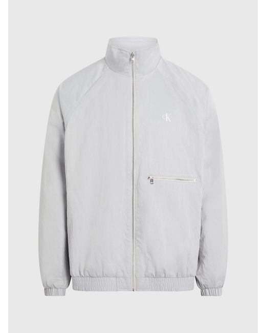 Calvin Klein White Satin Twill Track Jacket for men