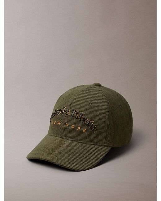 Calvin Klein Green Ckny Logo Corduroy Cap for men