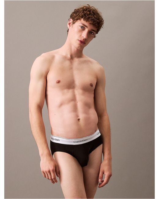 Calvin Klein White Icon Cotton Stretch 3-Pack Hip Brief for men