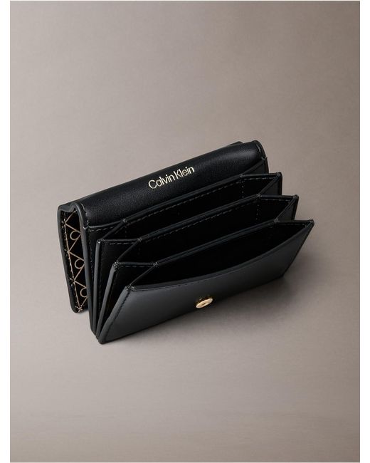 Calvin Klein Gray Allover Monogram Logo Accordion Card Case