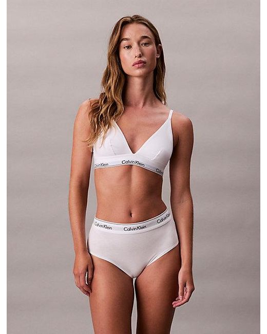 Calvin Klein White High Waist Bikini Briefs Icon Cotton Modal