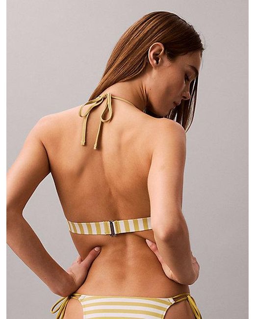 Calvin Klein Brown Halter Triangle Bikini Top Ck Monogram
