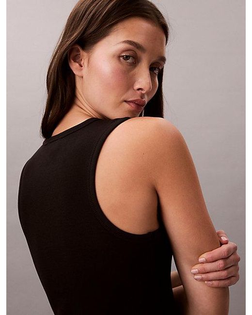 Calvin Klein Brown Jeans Ribbed Cotton Midi Tank Dress