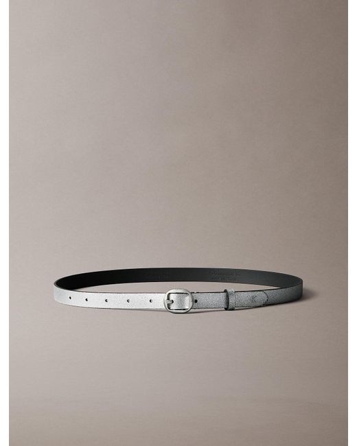 Calvin Klein Metallic Leather Round Buckle Belt