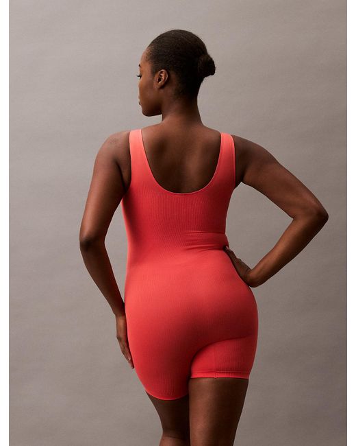 Calvin Klein Red Icon Shapewear Mid-Thigh Bodysuit