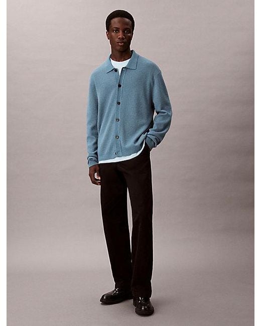 Calvin Klein Lockerer Cardigan Aus Bouclé-Wollmischung in Blue für Herren