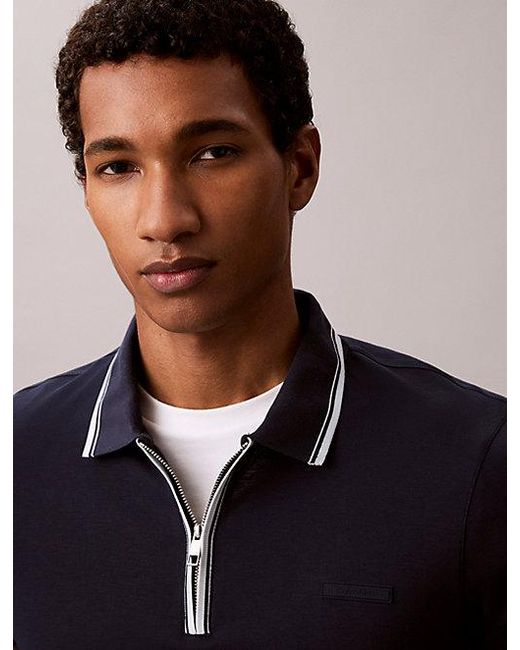Calvin Klein Multicolor Slim Cotton Zip Polo Shirt for men
