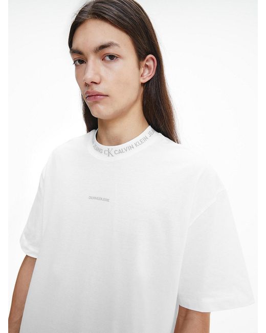 Calvin Klein Oversized T-Shirt mit Logo-Kragen in Weiß für Herren | Lyst DE