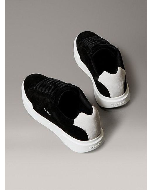 Calvin Klein Gray Jeans Suede Durable Traction Chunky Trainers for men