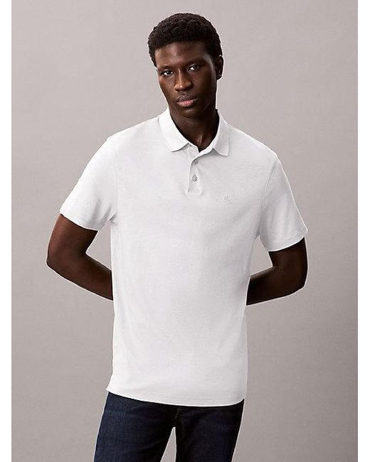 Calvin Klein White Pima Cotton Polo Shirt for men