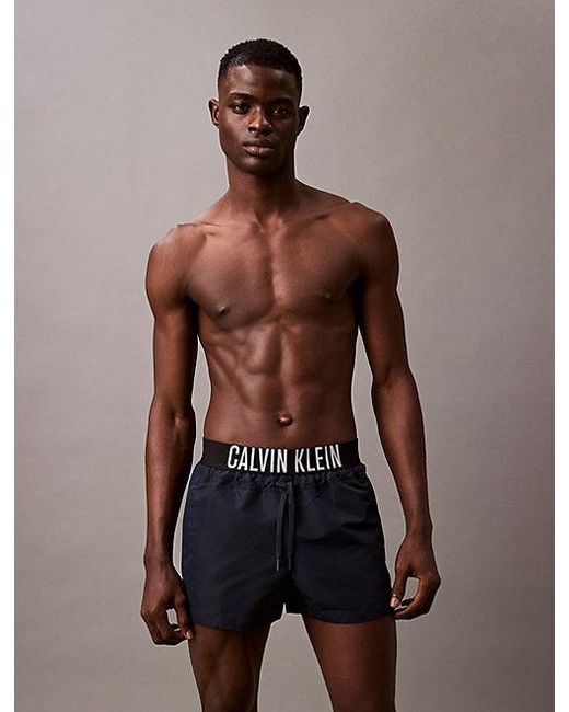 Calvin Klein Brown Jeans Logo Waistband Swim Shorts Intense Power for men