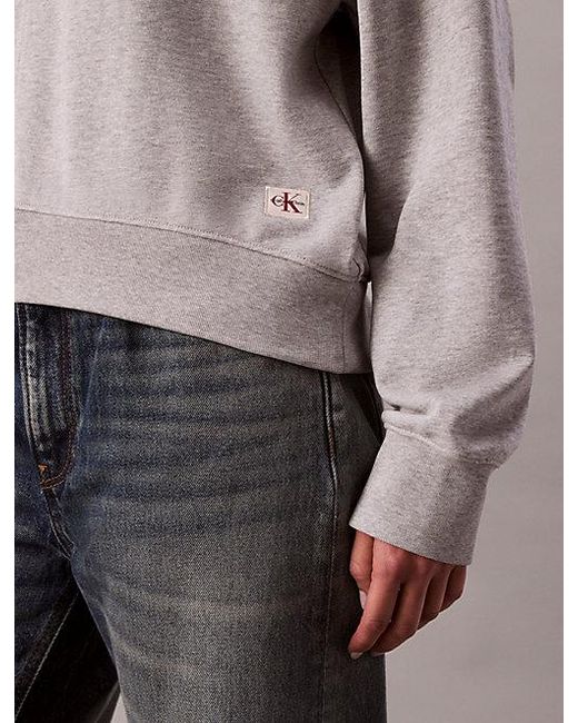 Calvin Klein Gray Jeans Relaxed Woven Monologo French Terry Sweatshirt