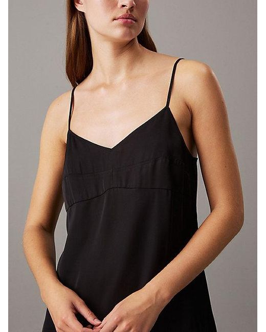 Calvin Klein Jurk Met Satijnen Bustier En Spaghettibandjes in het Black