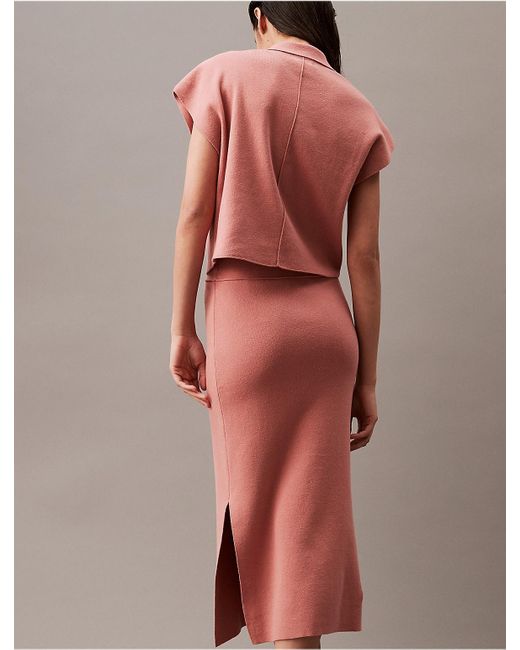 Calvin Klein Pink Split Hem Midi Skirt