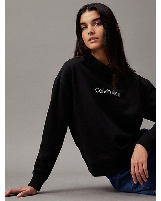 Sudadera de algodón con logo Calvin Klein de color Black