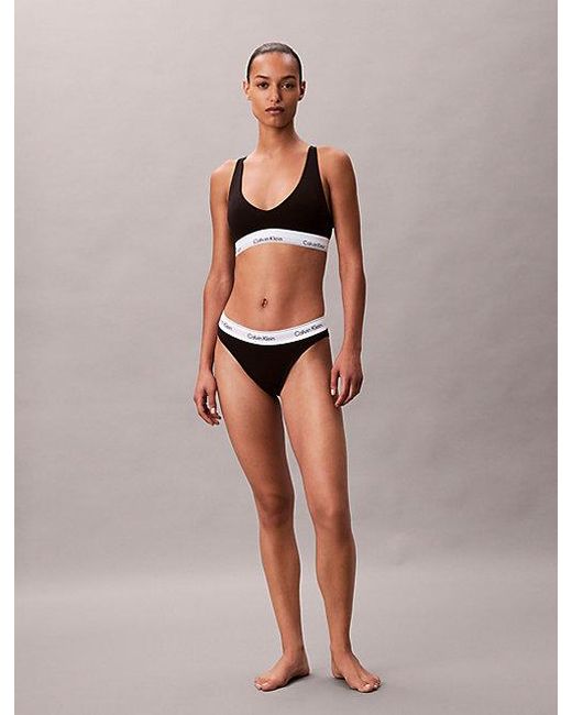 Calvin Klein Black Unlined Triangle Bralette Icon Cotton Modal