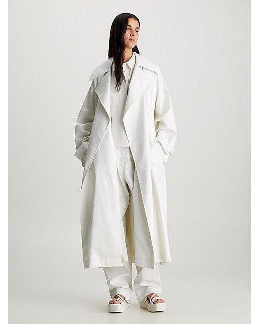 Gabardina oversized Calvin Klein de color White