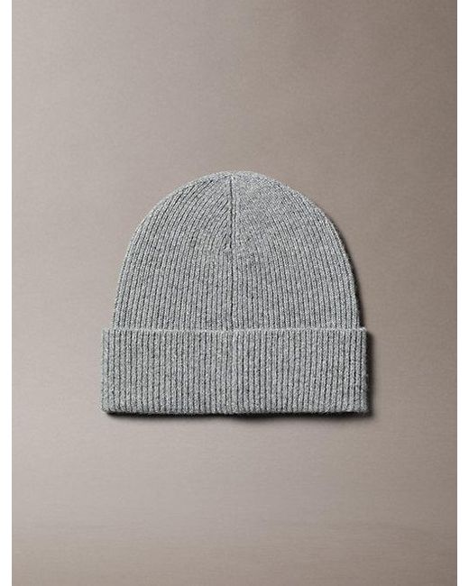 Calvin Klein Gray Cashmere Emblem Logo Beanie