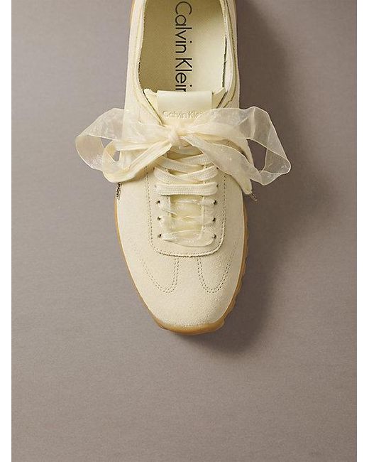 Calvin Klein Metallic Suede Organza Runner Trainers