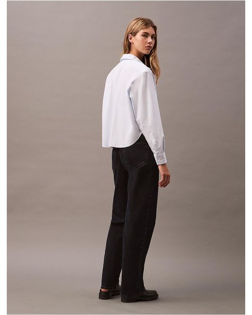 Calvin Klein White Cotton Poplin Boxy Button-Down Shirt