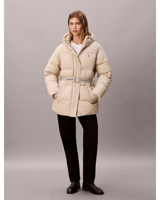 Calvin Klein Multicolor Logo Belt Hooded Puffer Jacket