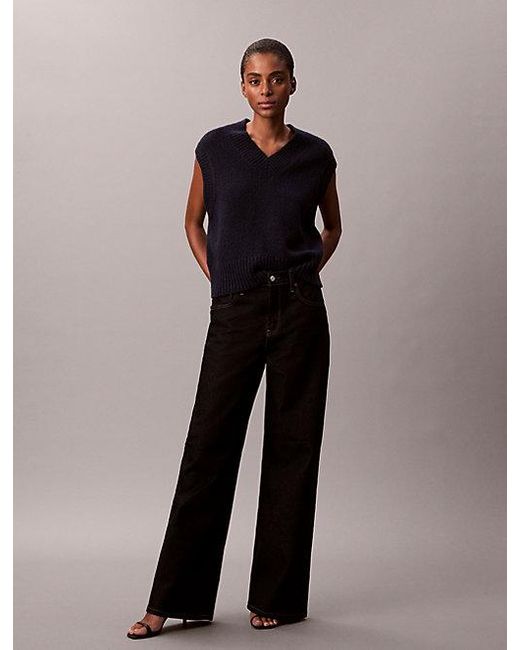 Calvin Klein Black Jeans Wool Boucle Relaxed Vest