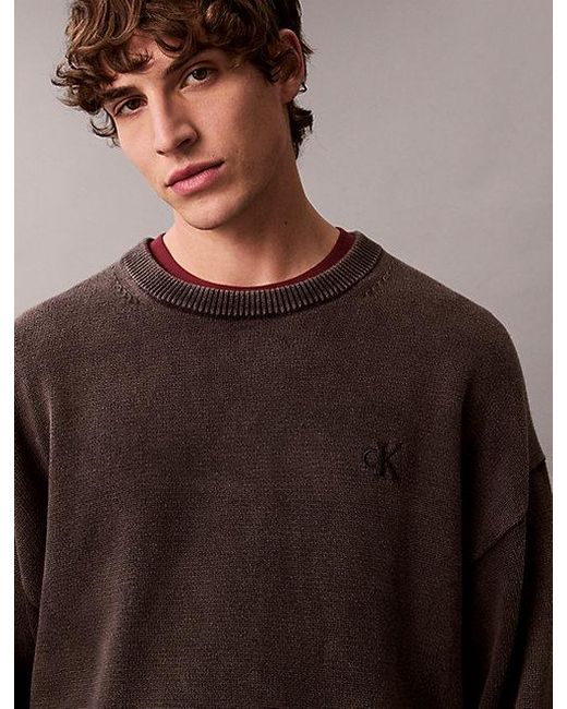 Calvin Klein Brown Jeans Relaxed Monogram Cotton Jumper for men