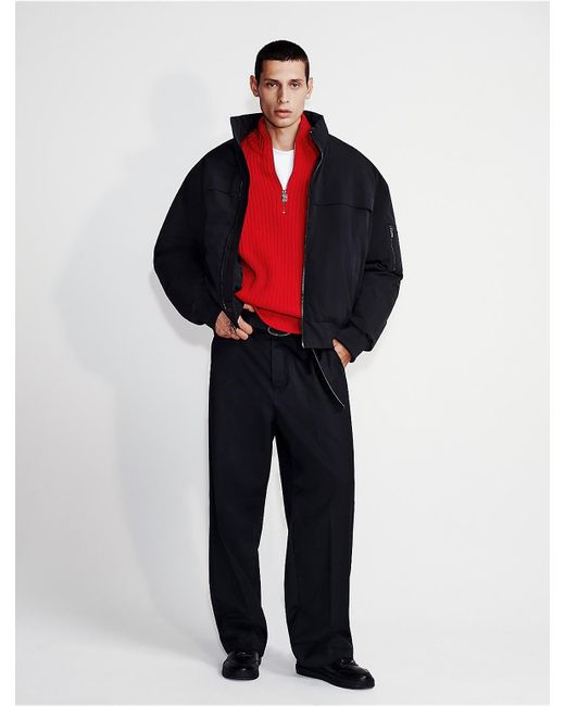 Calvin Klein Blue Ribbed 1/4 Zip Sweater for men